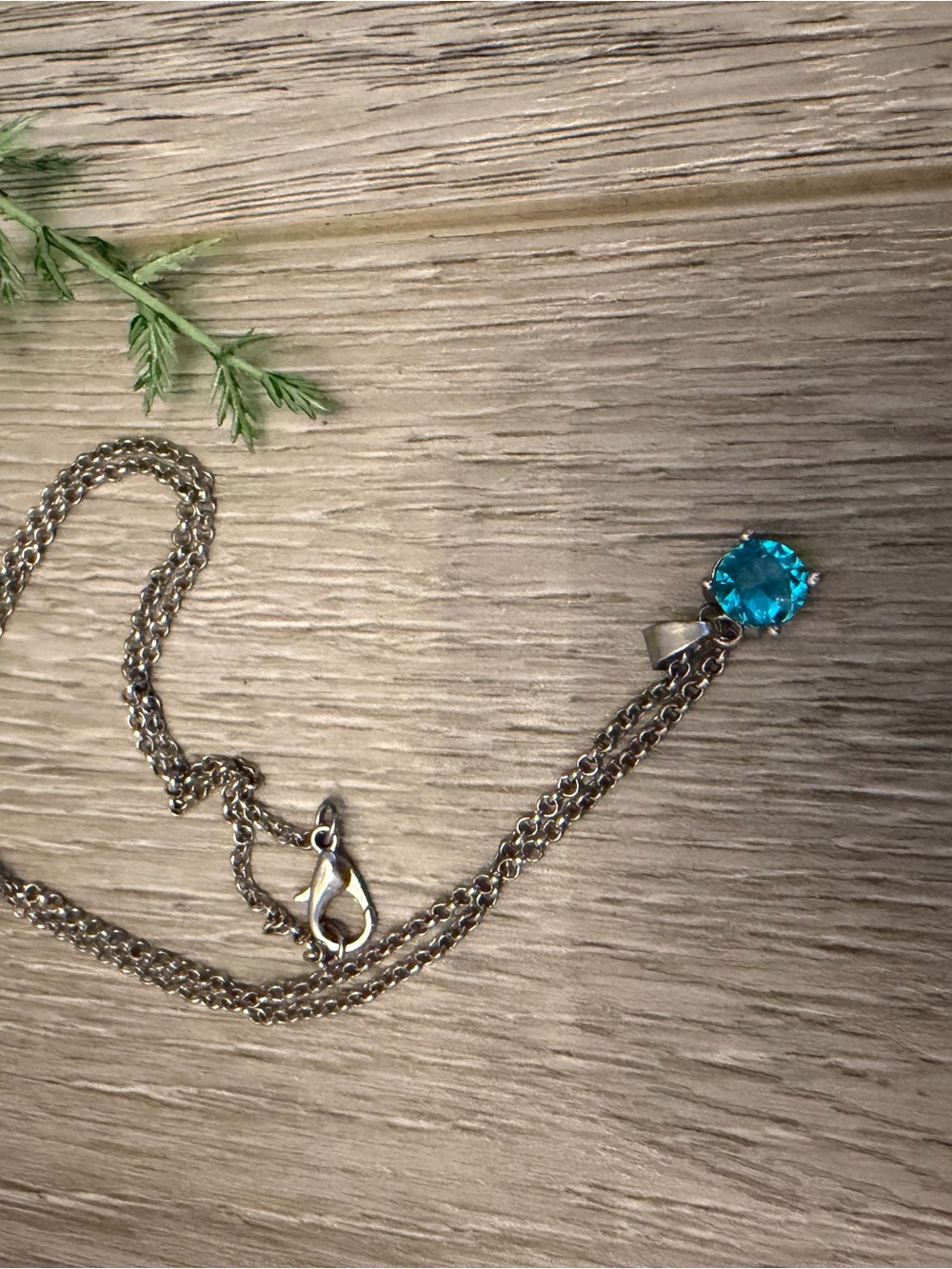 Effy Sterling Silver Necklace with Teal Blue Solitaire Pendant